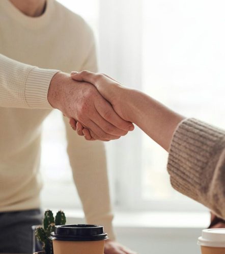 Obraz przedstawiający uścisk dłoni symbol wsparcia pracowni dobrosfera